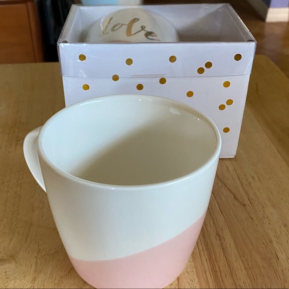 SLANT Girlfriend Ceramic Mug - Flared “LOVE” White with Pink & Gold 14oz. - Picture 3 of 5